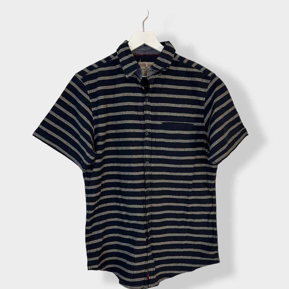Hudson Barrow Button Down Striped‎ Short Sleeve Shirt M